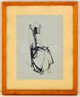 Barcsay Jenő (1900-1988): Szék. Szitanyomat, papír, jelzett, üvegezett keretben, 32×22 cm