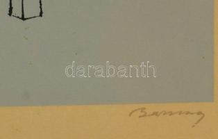 Barcsay Jenő (1900-1988): Szék. Szitanyomat, papír, jelzett, üvegezett keretben, 32×22 cm