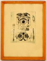 Hincz Gyula (1904-1986): A szem. Rézkarc, papír, jelzett, üvegezett keretben, 25×18,5 cm