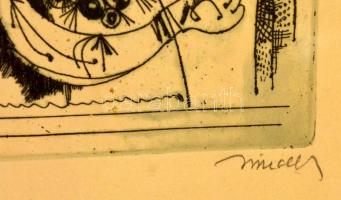 Hincz Gyula (1904-1986): A szem. Rézkarc, papír, jelzett, üvegezett keretben, 25×18,5 cm