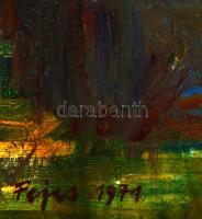 Fejes István (1940-1982): Kalapos nő. Olaj, vászon, fa keretben, 68×88 cm