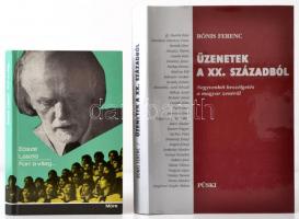 Vegyes zenetörténettel kapcsolatos könyvtétel, 2 db:   Bónis Ferenc: Üzenetek a XX. századból. Negyvenkét beszélgetés a magyar zenéről. Bp.,2002, Püski. Kiadói egészvászon-kötés, kiadói papír védőborítóban.   Eősze László: Forr a világ... Kodály Zoltán élete. Bp.,1970, Móra. kiadói kartonált papírkötés.