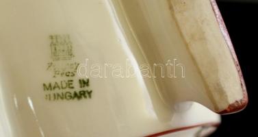 Zsolnay mini kulacs, dugóval, matricás, jelzett, hibátlan, m: 11 cm