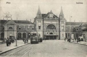 1921 Pécs, Inóház, vasútállomás és villamos, Alt és Böhm kiadása