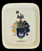 1940 Debrecen címerével díszített Herendi porcelán tálka, Kézzel festett, egy apró lepattanással 7x8 cm