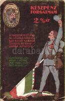 1914 Magyar Hadsegélyező Hivatal propaganda segélylapja / WWI Hungarian military charity propaganda card (kopott sarkak / worn corners)