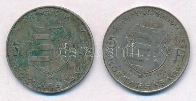 1947. 5Ft Ag "Kossuth" (2x) T:2-,3 patina, ph