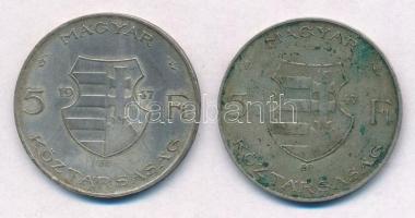 1947. 5Ft Ag "Kossuth" (2x) T:2-,3 patina