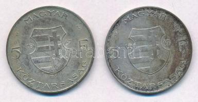 1947. 5Ft Ag "Kossuth" (2x) T:2,2- patina