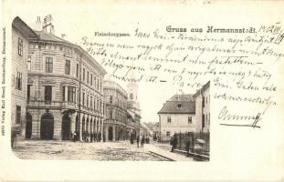 1902 Nagyszeben, Hermannstadt, Sibiu; Mészáros utca, kiadja Karl Graef / Fleischergasse / street view