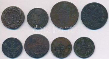 1760-1851. 8db-os vegyes krajcár tétel, főleg magyar verdejelűek, közte 1816S 1kr Cu, 1851B 1kr Cu T...