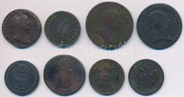 1760-1851. 8db-os vegyes krajcár tétel, főleg magyar verdejelűek, közte 1816S 1kr Cu, 1851B 1kr Cu T...