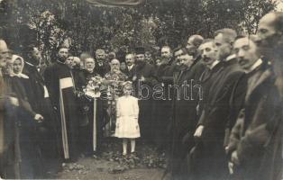 1914 Somkerék, Sintereag; Ortodox papok, gyülekezet csoportképe / Greek Orthodox priests with the mass, photo