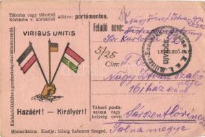 Hazáért! Királyért! Tábori posta propaganda lap / Viribus Unitis WWI Austro-Hungarian military propaganda postcard (EK)