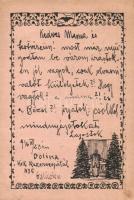 1916 Kézzel rajzolt tábori posta levelezőlap Galíciából / WWI Austro-Hungarian hand-drawn military field post
