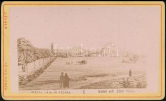 cca 1870 Siklós vára és városa, keményhátú fotó Exner Gyula pécsi műterméből, 6,5×10,5 cm