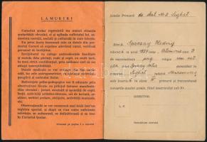 1938-1939 Carnet Scolar 1938-1939, román iskolai könyvecske, bejegyzésekkel, a borítón II. Károly ro...
