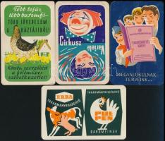 1961-1963 4 db reklámos kártyanaptár: Földműves Szövetkezet, Erra Takarmánykiegészítő, Cikrusz Varieté, Takarékbetétkönyv
