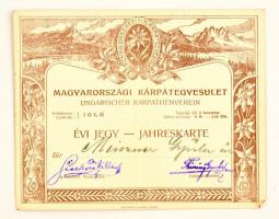 cca 1900 Igló, Magyarországi Kárpát Egyesület Évi jegy. / Yearly ticket