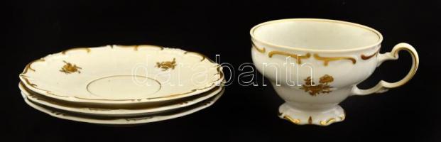 Weimler weimari porcelán csésze + 3 alj Jelzett, kézzel festett, hibátlan / Weimar chinaware mug