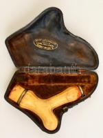 XIX. sz. vége: Tajtékpipa fej eredeti tokjában 12 cm