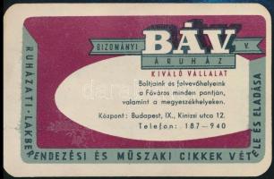 1960 BÁV bizományi áruház reklámos kártyanaptár