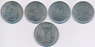 Egyiptom 1980-1986. 20p Cu-Ni (5xklf) T:1- Egypt 1980-1986. 20 Piastres Cu-Ni (5xdiff) C:AU