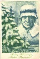 Boldog Karácsonyt Minden Magyarnak!' karácsonyi katonai üdvözlő lap, kiadja "Magyar Holnap" Könyvkiadó Nemzetvédelmi Propaganda Szolgálat / Hungarian military Christmas greeting card (EK)