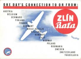 Zlyn Batia Czechoslovakian airline advertisement postcard