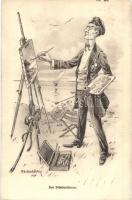 Der Diletttantismus / K.u.K. Kriegsmarine mariner humour art postcard. G. Fano 1910-11. s: Ed. Dworak (EK)