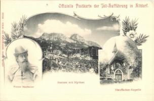 Altdorf, Steinen mit Mythen, Stauffacher Kapelle, Werner Stauffacher / mountain, chapel, floral, Art Nouveau litho (EK)