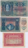 1913. 20K + 1915. 10K felülbélyegzéssel  + 1917. 2K felülbélyegzéssel (hamis? / fake overprint?) T:I...