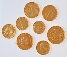 Olaszország 1989-1999. 5L-1000L (8xklf) aranyozott forgalmi sor T:1 Italy 1989-1999. 5 Lire - 1000 Lire (8xdiff) gold plated coin set C:UNC