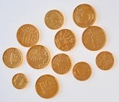 12db-os vegyes aranyozott forgalmi érme tétel, közte Írország, Portugália, Luxemburg, Hollandia T:1,...