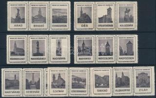 1919 Irredenta városképek teljes sor 3-as csíkokban (21 db bélyeg)