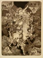 Tassy Béla (1942-): Magyar barokk I. Rézkarc, papír, jelzett, szélén szakadással, 54×42 cm