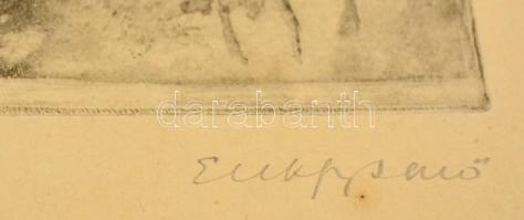 Elekfy Jenő (1895-1968): Dunakanyar. Rézkarc, papír, jelzett, 29×38 cm