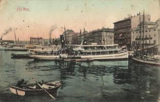 1910 Fiume, Rijeka; Kikötő, gőzhajók / port, ships (EK)