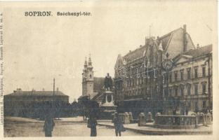 1922 Sopron, Széchenyi tér és szobor, templom. Lobenwein H. fényképész felvétele. photo