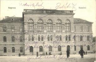 Sopron, Kaszinó, Casino vendéglő, étterem + 1908 Ebenfurt-Győr vasúti pecsét (EK)