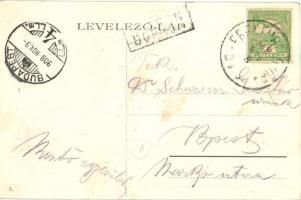 Sopron, Kaszinó, Casino vendéglő, étterem + 1908 Ebenfurt-Győr vasúti pecsét (EK)