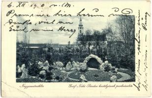 191 Nagyszentmiklós, Sannicolau Mare; Gróf Nákó Sánor kastélyának parkrészlete, kiadja Wiener Náthán, W. L. Bp. 6708 / castle park (EB)