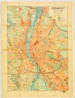 1927 Budapest székesfőváros kézi térképe, rajzolta: Kogutowicz Manó, kartonra ragasztva, hátoldala nem látszik, szakadásokkal, 63×47 cm