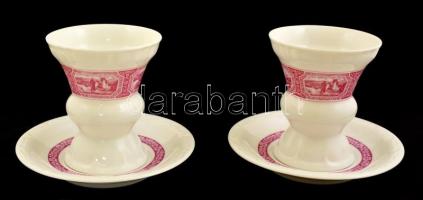 2 Asbach porcelán kupa és tányér 11 cm, d: 16 cm. Matricás, jelzett, hibátlan