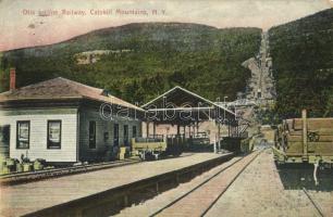 1908 Catskill Mountains, New York; Otis Incline Railway, narrow gauge cable funicular railroad. E. J. Schwabe Pub. Co. (EK)