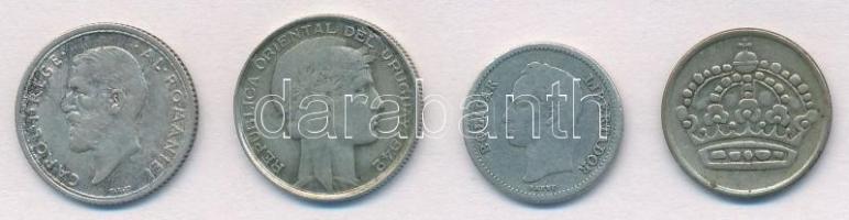 Vegyes 4db-os külföldi ezüstpénz tétel, közte Románia 1910. 50b Ag; Uruguay 1942. 20c Ag T:2,2-
4pc...