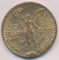 Mexikó 1947. 50P aranyozott Br hamisítványa T:2 Mexico 1947. 50 Pesos gold plated Br fake C:XF