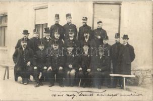 1918 Zagorje ob Savi, Sagor; Barbara ünnepen 40 évi szolgálati éremmel kitüntetett munkások csoportképe, bányászok / miners, workers awarded with 40 years of service medals. photo (EB)