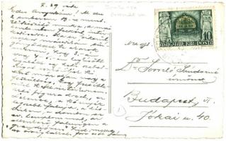 1940 Szászlekence, Lekence, Lechnita; utcakép, kiszáradt patak, ökrös szekér / street view, dried up...