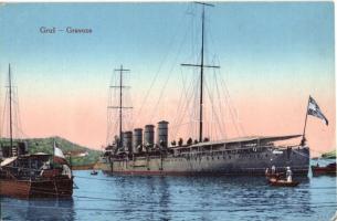 SMS Novara Osztrák-Magyar Haditengerészet Helgoland-osztályú gyorscirkálója / Austro-Hungarian Navy K.u.K. Kriegsmarine Helgoland-class light cruiser in Gruz (Gravosa) (EK)